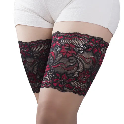 여성용 섹시한 레이스 허벅지 밴드, 마찰 방지, 미끄럼 방지 줄무늬, 허벅지 안쪽 보호 다리 워머, 따뜻한 파티 클럽, 1 쌍 2