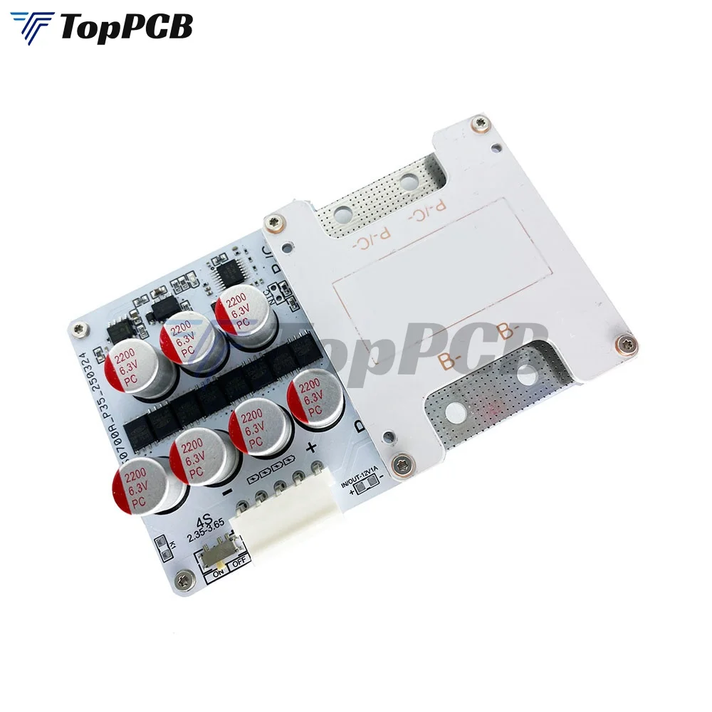 Détail des composants électroniques du panneau de protection batterie LiFePO4 4S 200A avec équilibreur actif