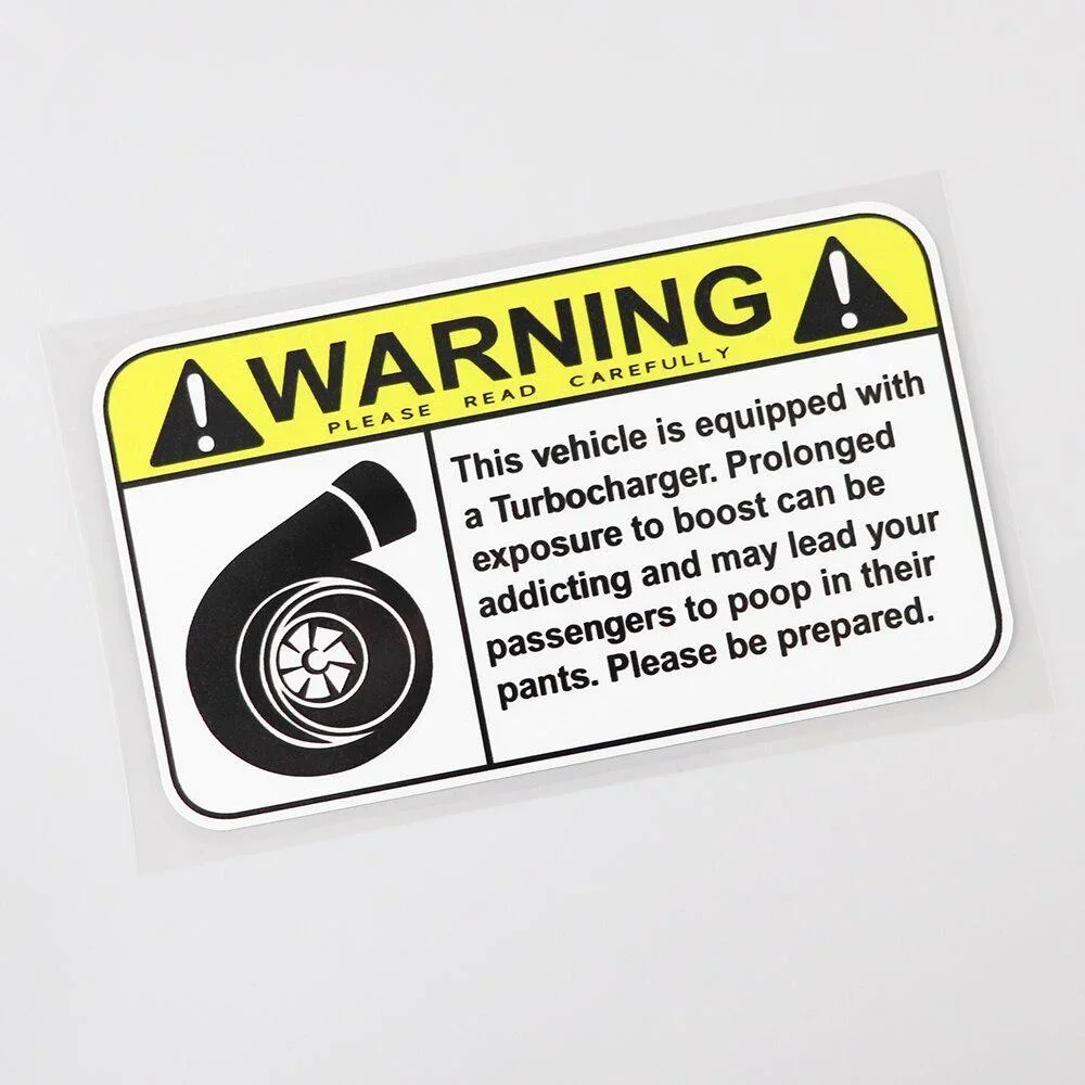 For Car Sticker Funny Warning Sign Turbo Boost Decal PVC