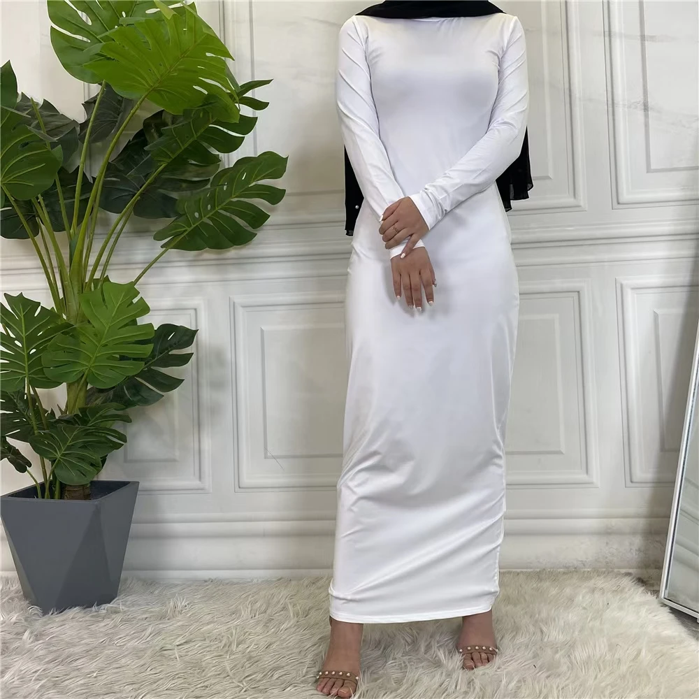 

Summer Skirt For Ladies New Inner Dress Muslim Casual Dress For Women Clothing Islamic Abaya Long Sleeve Maxi Slim Inner Dress