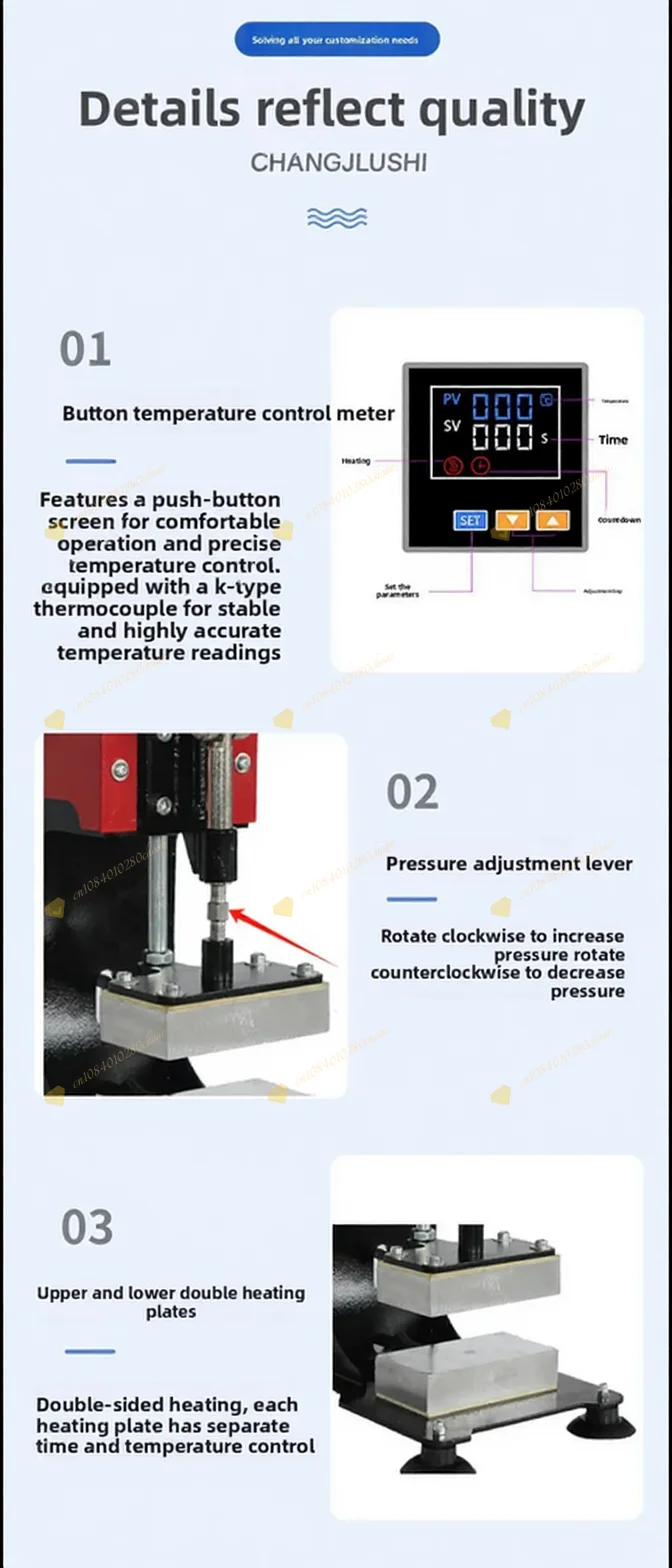Manual upper and lower ironing machine 6 * 12cm small upper and lower panel heat