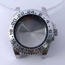 Premium Silvery GMT Men's Watch Case with Inner Ring - 40.5mm - 40.5mm (65 Silvery)
