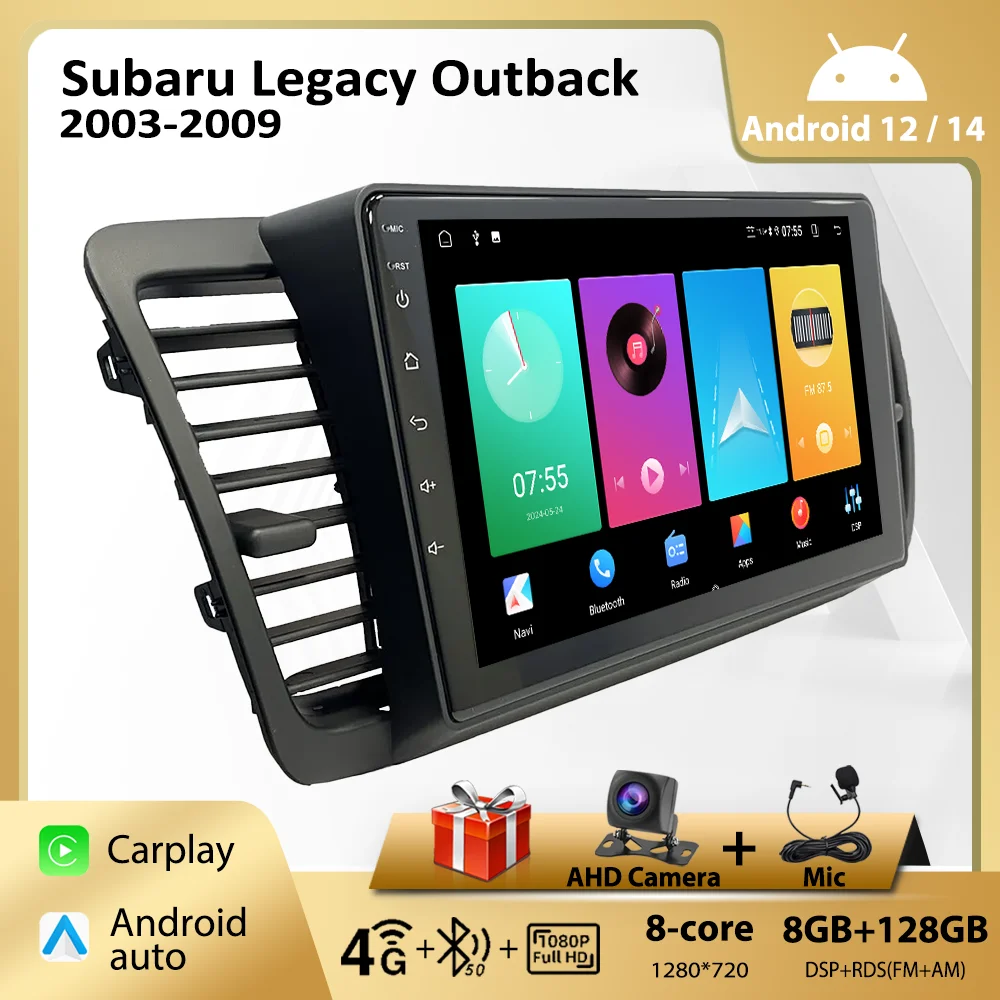 Autoradio Android 13 Pour Subaru Legacy/Outback 2003-2009 - Écran 9", CarPlay, GPS, 2Go+32Go, Caméra De Recul