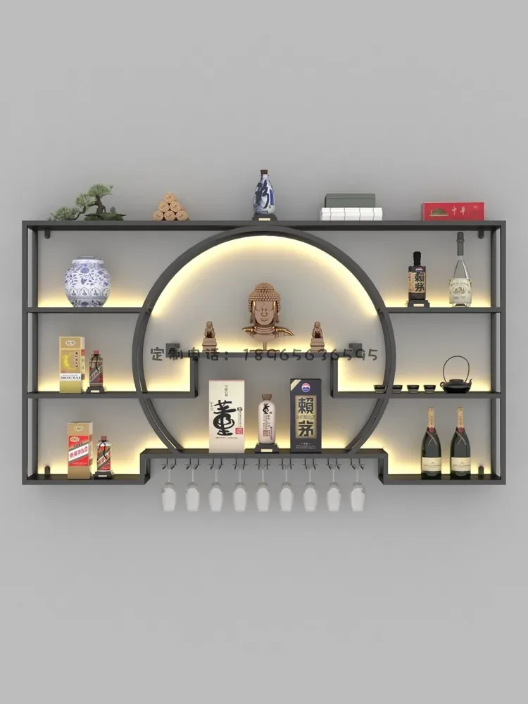 Wine cabinet Wine rack bar counter Chinese living room against the wall