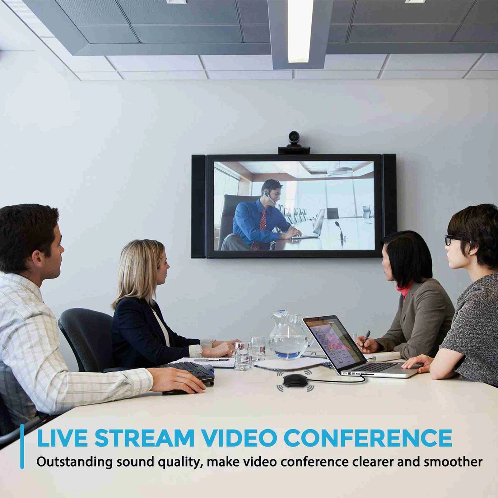 Desktop Conference Microphone 360° Omnidirectional Condenser 3.5mm Plug & Play PC Computer Mic Compatible with Windows Mac