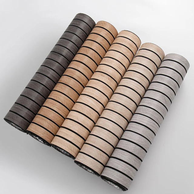 สติ๊กเกอร์ติดผนังลายไม้หนาแบบมีกาวในตัว วอลเปเปอร์กันน้ำสำหรับพื้นและเพดาน ผนังห้องนั่งเล่น 1