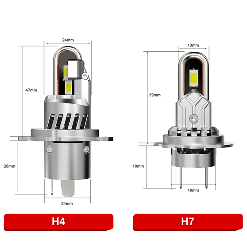 H7 H4 LED 헤드라이트 전구 CANBUS 고출력 자동차 라이트 미니 무선 터보 팬 6000K 화이트 자동차 LED 헤드램프 +800% 밝기 12V