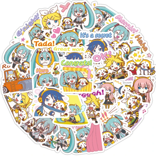 decal Pack of 2 3' Stickers - Kawaii Girl Hatsune Japanese Anime Miku Manga  Sticker Graphic - Die Cut Sticker, High Resolution Top Grade Vinyl