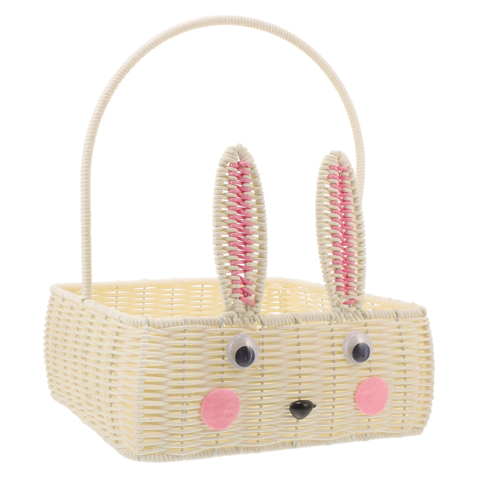 

Rabbit Fruit Basket Sundries Storage Bins Household Desktop Decorative Woven Imitation Rattan Baskets Pp Hose Easter Organizer