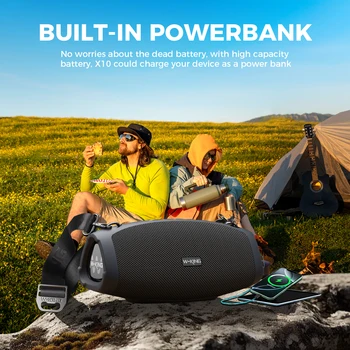 W-KING X10 Bluetooth Speaker, 120W Max Portable Loud Speakers Wireless Bluetooth Boombox, 70W IPX6 Waterproof Outdoor Party Large Big Speaker, Triple Passive Radiator/Subwoofers*2-Deep Bass/42H/TF/AUX/EQ 6