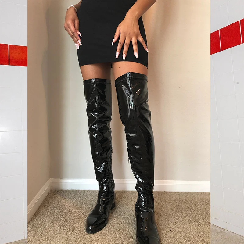 Lovee Cosee Stivali Donna Coscia Alta In Pelle Scamosciata, Tacco Largo 4cm, Autunno Inverno, Punta Tonda
