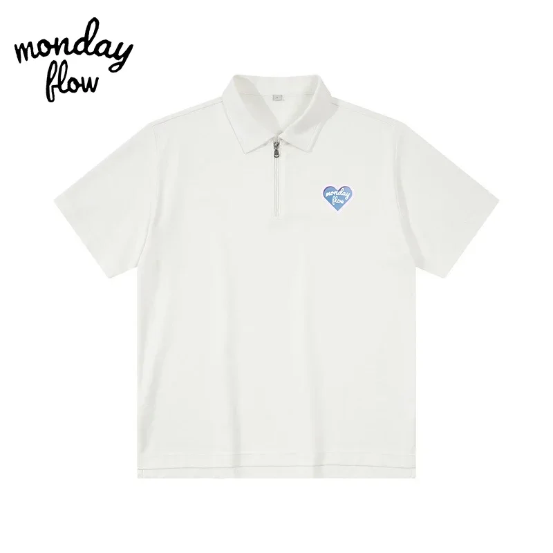 Monday Flow 여름 남성 골프 폴로 넥, 하프 지퍼 반팔 골프 탑, 다목적 용수철 야외 스포츠 골프 셔츠