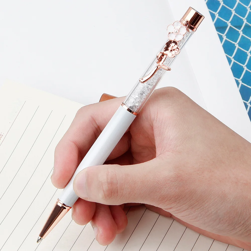1 Piece Ballpoint Flow Oil Flower Wedding Metal Copper Quicksand Pen Office School Stationery Rose Gold Gift multifunction ballpoint pen,multifunctional pen,ballpoint pen,ball point pen
