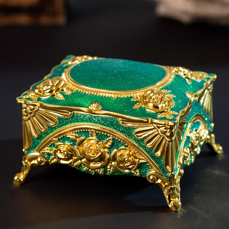 

Creative Palace Antique Metal Handicraft Ornaments Rose Flip Jewelry Box Box Jewelry Storage Box