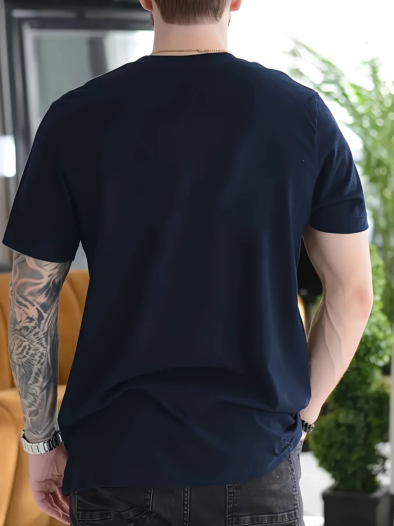 Herrenmode-T-Shirt in Übergröße 1XL-7XL, lässige, lockere T-Shirts, mehrfarbig, optional bedruckt, Sport, Rundhalsausschnitt, kurze Ärmel, Top-Kleidung – Detail 10