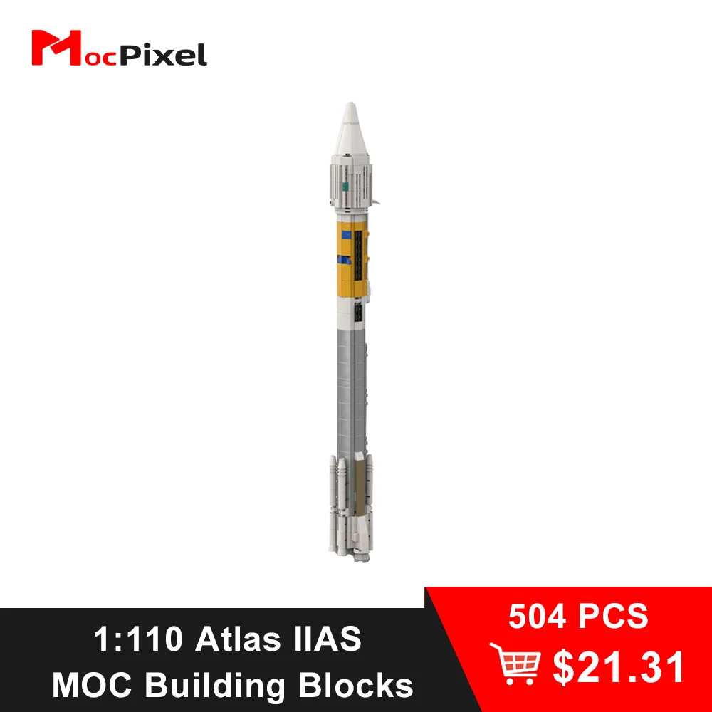 

MOCPIXEL Building Bricks 1:110 Atlas IIAS Military Space Rocket Model MOC Block Children Educational New Toy Boy 2023 Funny Gift