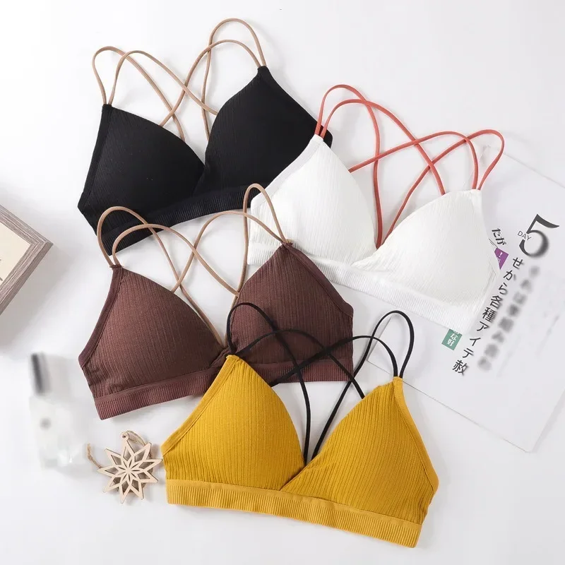 Seamless Bra Women Sexy Deep V Sports Bra Crop Top Push Up Tube Tops Girls Bralette for Female Triangle Cup Underwear