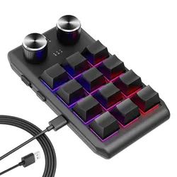 Customizable RGB Bluetooth Mechanical Macro Keypad with 12 Keys and 2 Knobs for Gaming and Productivity (12 Key BT)