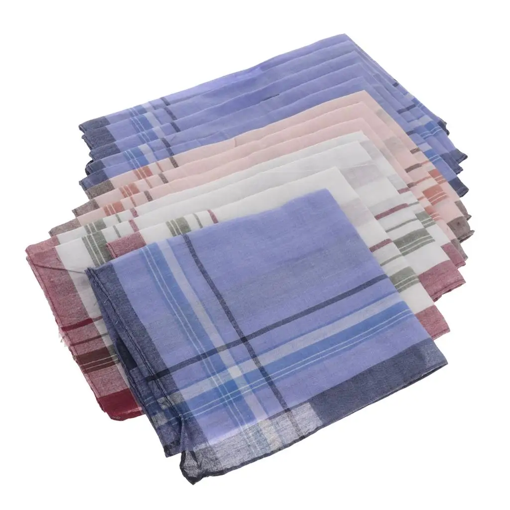 12 Pieces Men Assorted Cotton Pocket Handkerchiefs pocket square,mini handkerchief Plaid Print Pocket Square Soft Wedding Party Vintage Hanky Hankies for Men