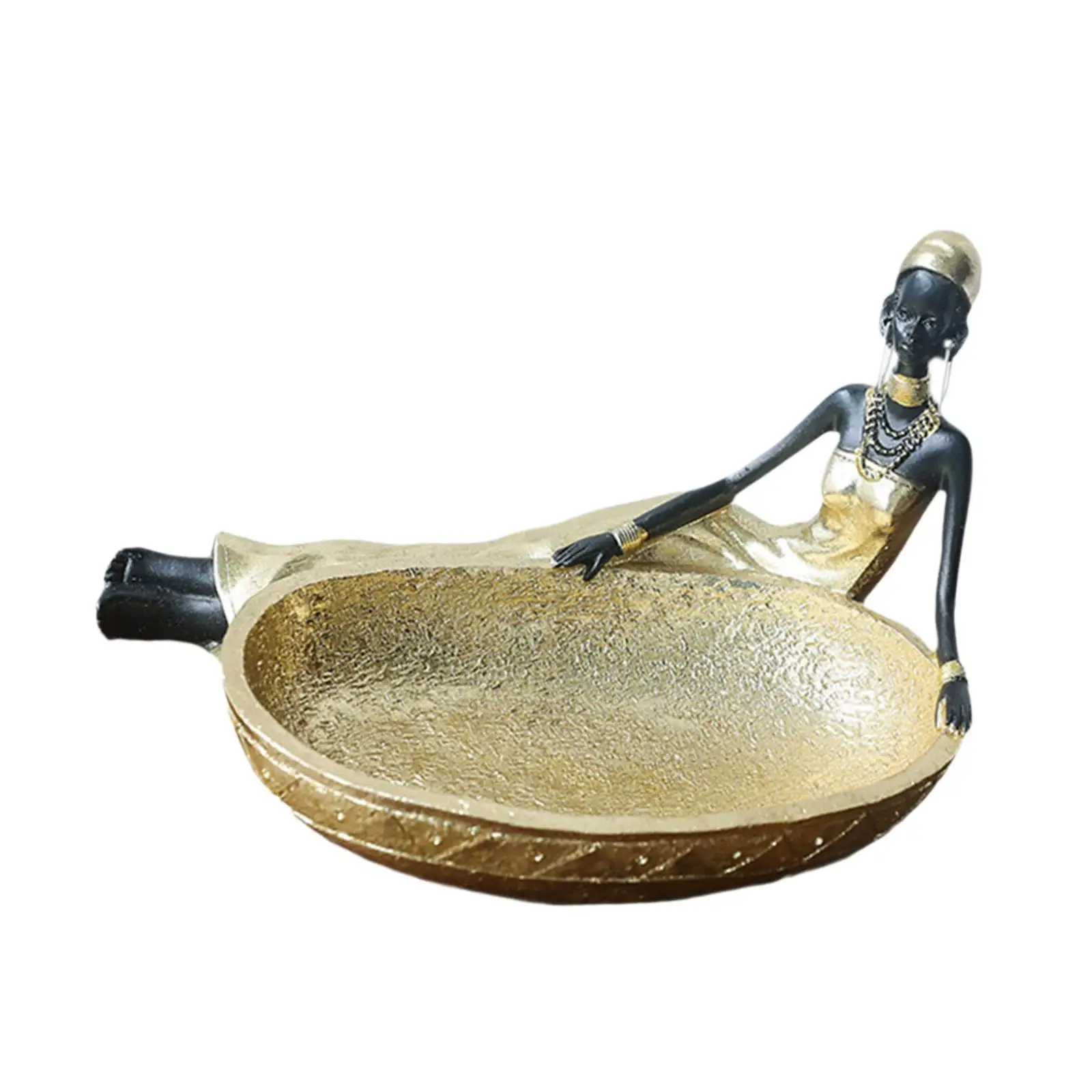African Figurine Girl Statue with Serving Tray Multifunctional,Home Decoration,African Statue and Sculpture for Home Bedroom