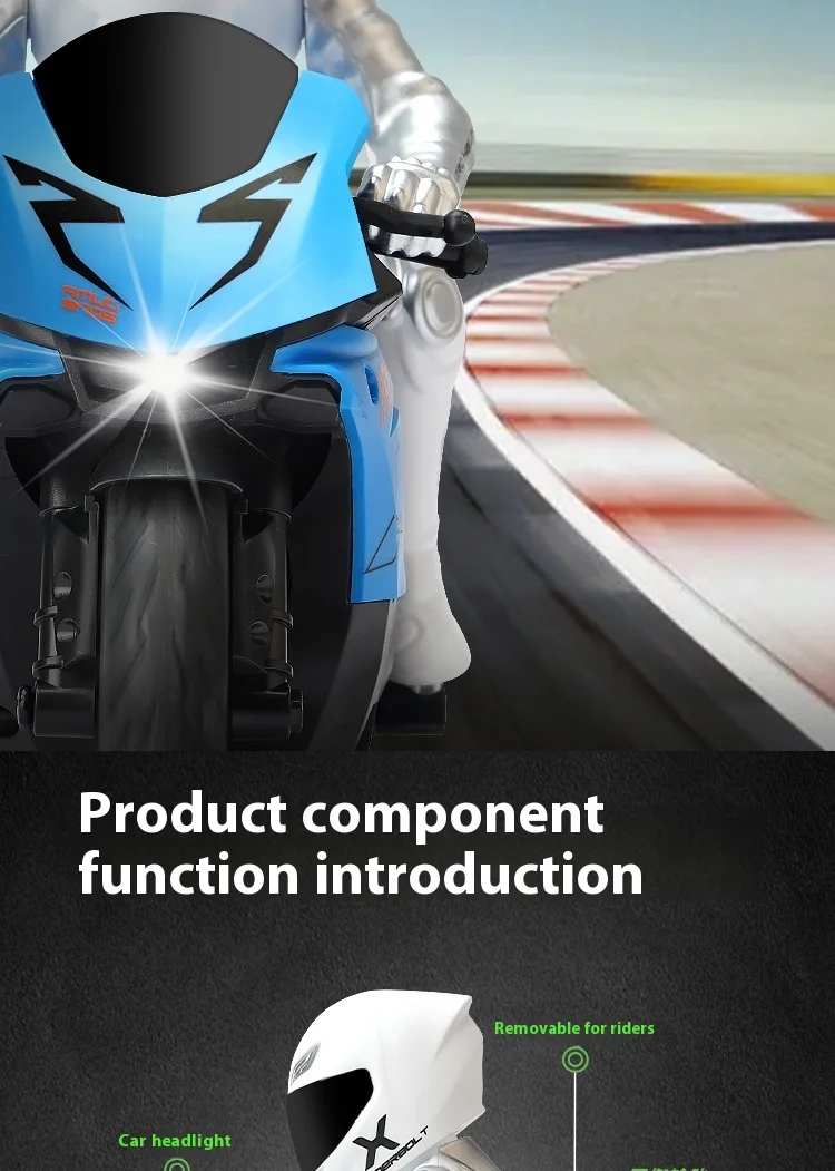 Motocicleta de control remoto, motocicleta todoterreno inteligente de aleación, juguete eléctrico, coche de carreras RC de alta velocidad, motocicleta acrobática a la deriva