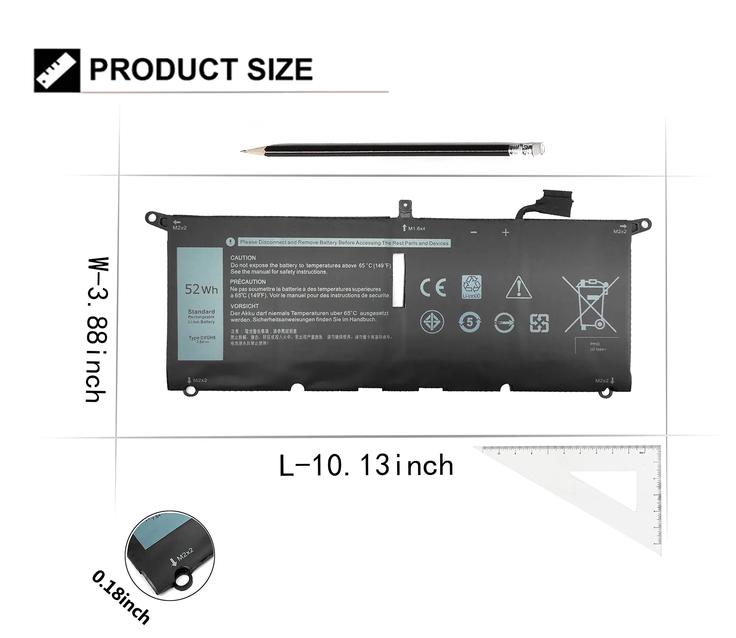 DXGH8 Laptop Battery Replacement for Dell XPS 13 Martinique