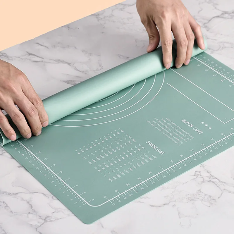 S5fbc621b0f6d41dc8c267579e3b19535C Thick Silicone Dough Mat and Non-Stick Rolling Pin Set - Perfect for Making Pizza, Pastry, Bread and Tortilla