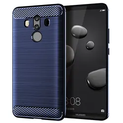 Shockproof Carbon Fiber Silicone Phone Case - Durable Protective Cover for Mate10 Lite (Red)