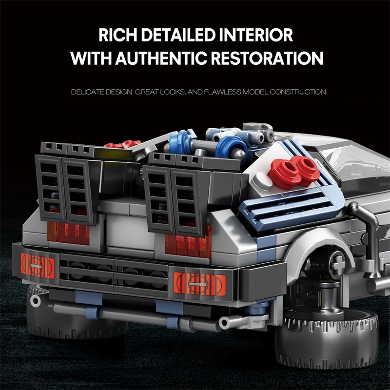 1:24 Classic Movie Racing Car Building Blocks MOC Model Sport Cars Toys Back Future Bricks Vehicle Festival Gifts for Boys Kids - 5