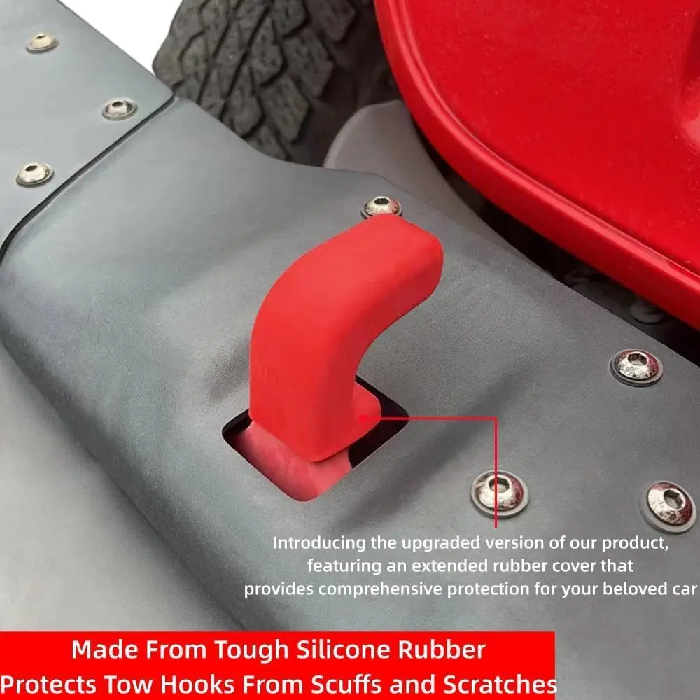 Coperture Rosse Per Gancio Di Traino DKMGHT Per Jeep Wrangler JK JL Gladiator TJ - Gomma Resistente, Aggiornamento 2007-2022