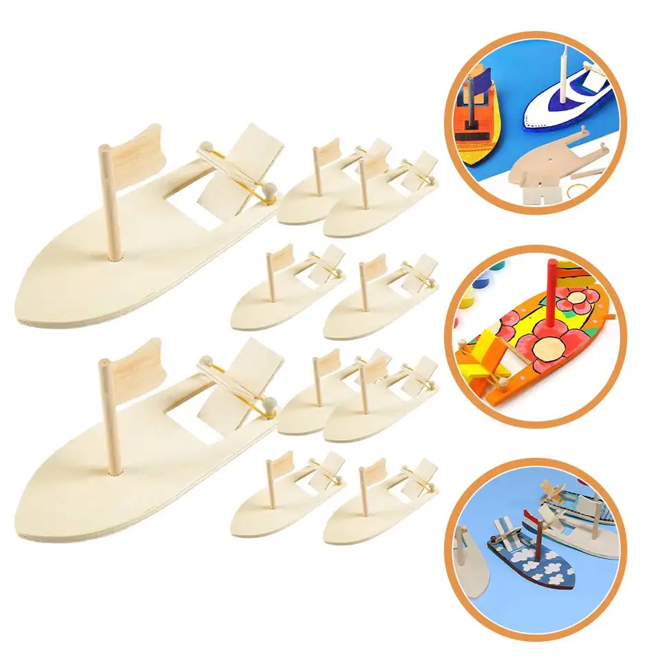 thumbnail image 2 of WORGEOUS 3pcs DIY Wooden Sailboat Puzzle Sailing Ship Model Kids Sailing Boat Educational Puzzle 2 of 14