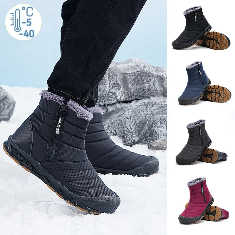 Unisex Winter Waterproof Warm Velvet Snow Boots Outdoor Adventure Hiking  Skiing Hunting Fishing Mountain Climbing Snow Boots