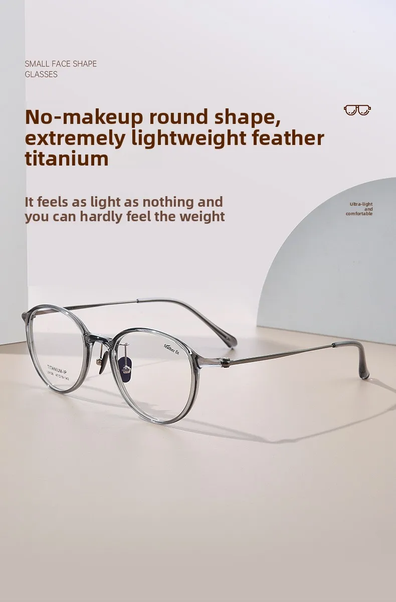 Feather-Light Titan-Brillengestelle, runde kleine TR90-Brille für Damen/Herren, tägliches Tragen, schlankes Design, leichter Komfort – Detail 1
