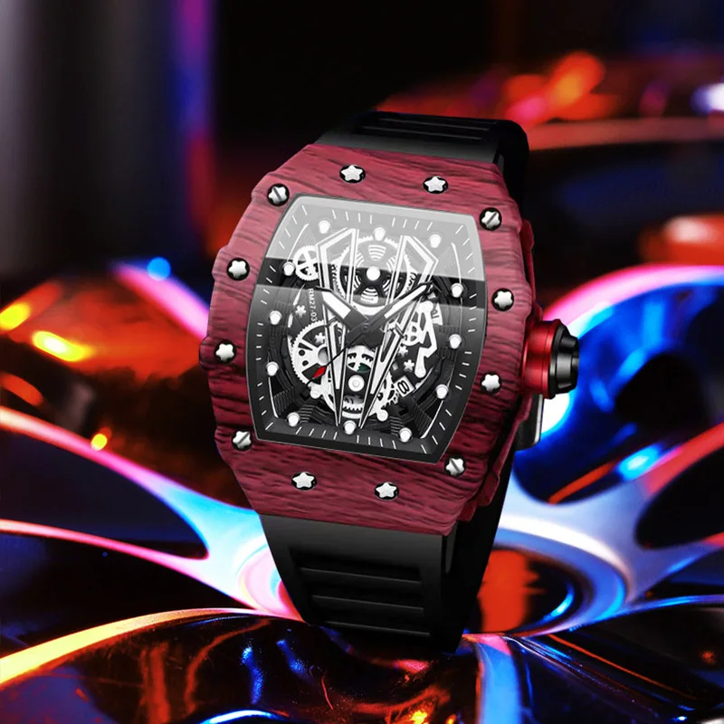 

Fashion Skeleton Men's Sports Quartz Watch Creative Silicone Strap Calendar Waterproof Luminous Clock Student Hip-Hop Wristwatch