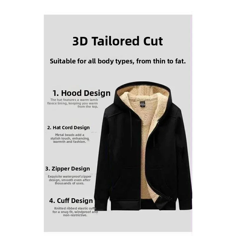 سترة صوف سميكة من لحم الضأن ملابس عمل رجالية مقاوم...