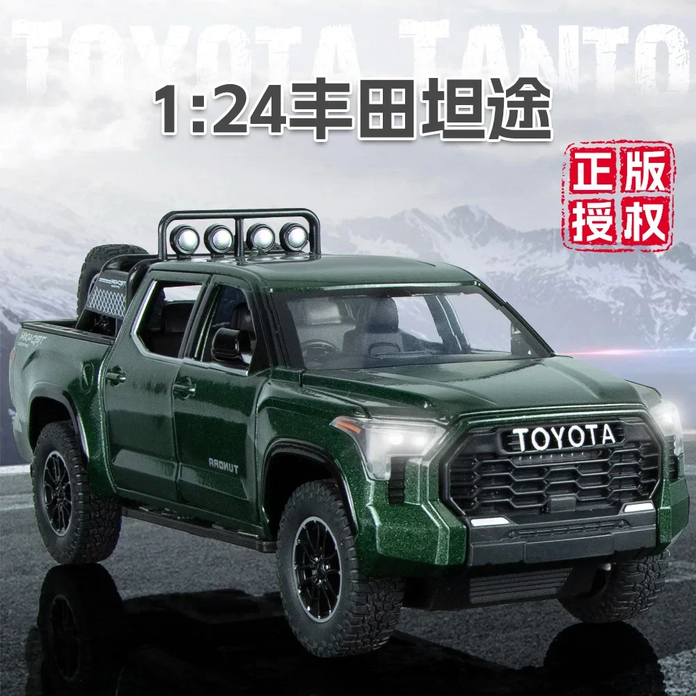 1:24 Toyota Tundra Pickup Off-road vehicle Diecast Metal Alloy Model car Sound Light Pull Back Collection Kids Toy Gifts A591