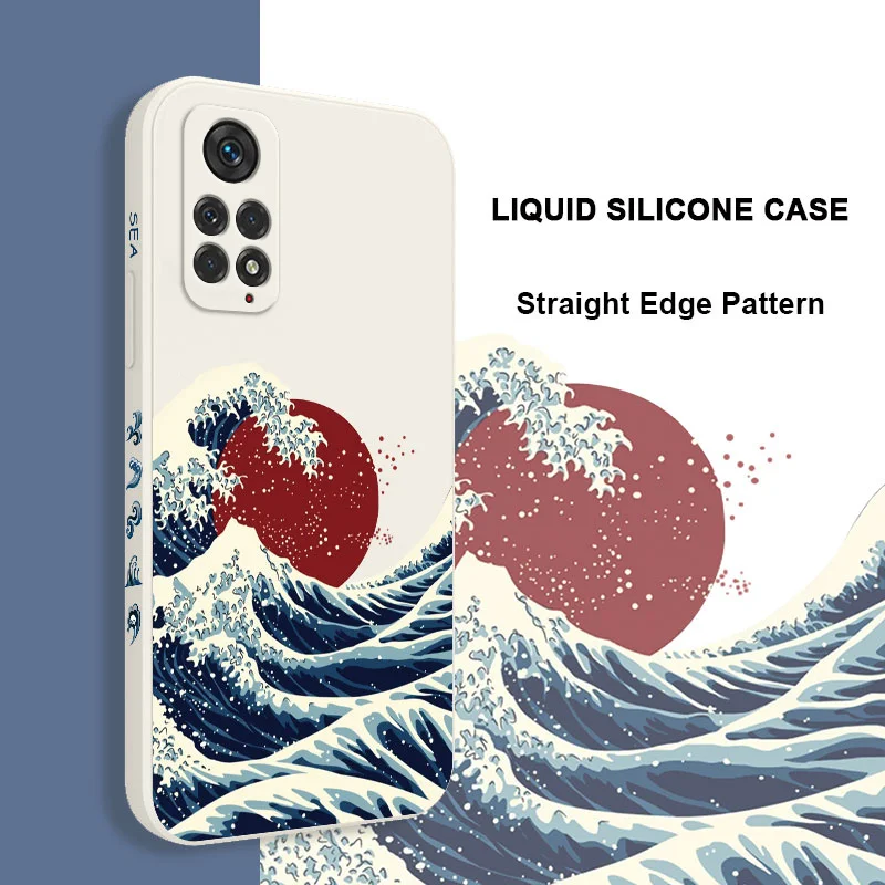 Red Sun Sea Waves Phone Case Cover