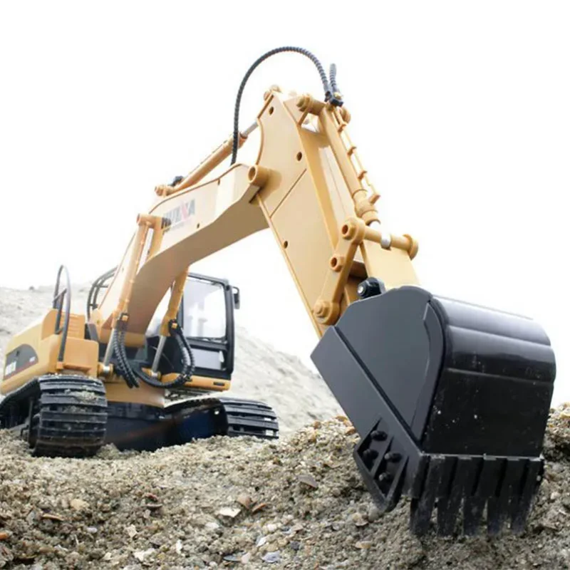 Huina 2.4G 1/14 RC Excavator Truck Track 15CH Charging Alloy RTR Shovel Car Kids Toys Construction Engineering Vehicle Boys Gift 6
