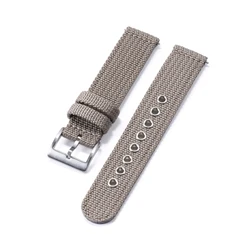 Versatile Nylon Canvas Watch Strap - Soft, Quick Release Sport Wristband - 20mm (Grey silver)
