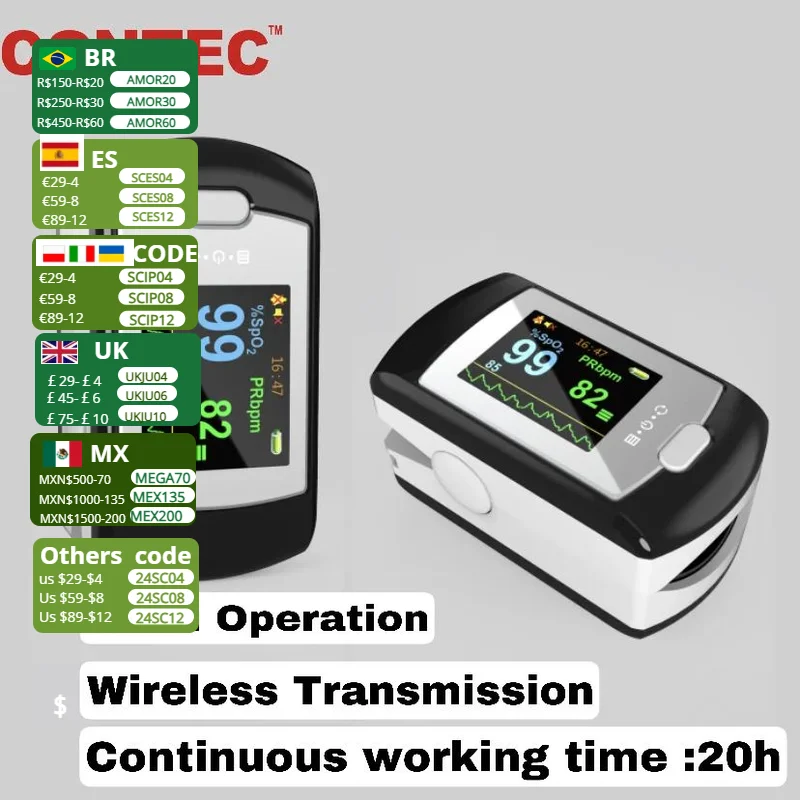 CEApprovedCONTECCMS50EFingertipPulseOximeterSPO2BloodOxygen