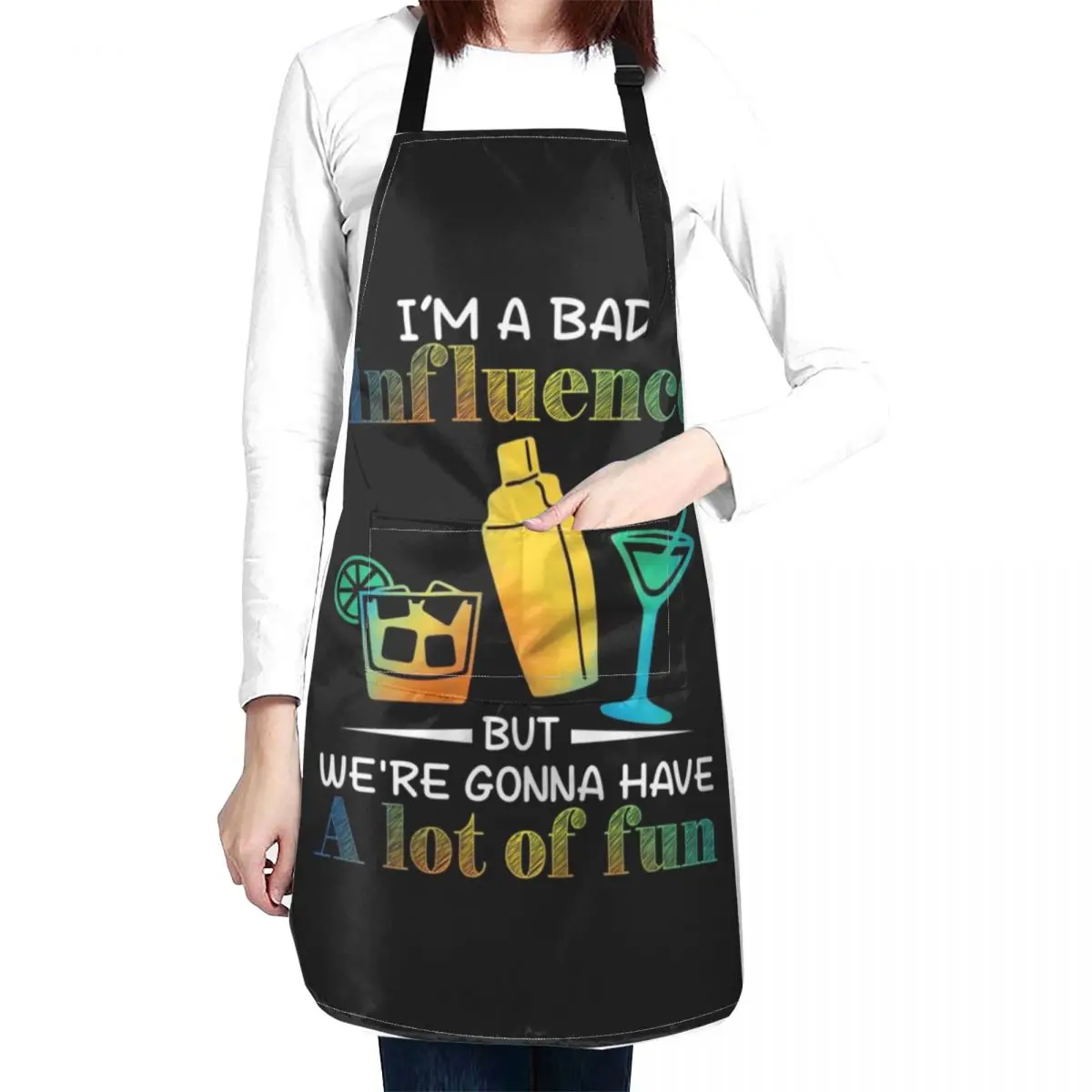 

BARTENDER I'M A BAD INFLUENCE BUT WE'RE GONNA HAVE A LOT OF FUN Apron Kitchen Front Kitchen Tools Accessories