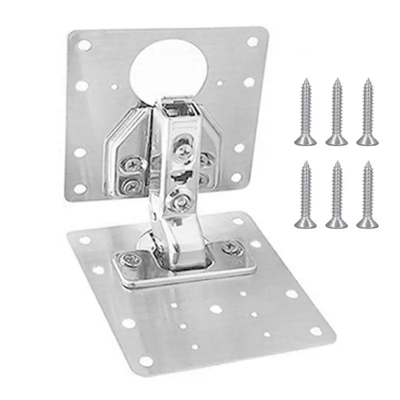 1PC New Cabinet Hinge Repair Plate Kit Kitchen Cupboard Door Hinge Mounting Plate With Screws Flat Fixing Brace Brackets Durable