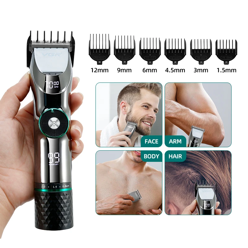 Hair Clipper Hair Trimmer Professional Hair Clipper Ceramic Blade Waterproof Electric Cordless Electric Hair Trimmer LED Display Haircut Machine For Men