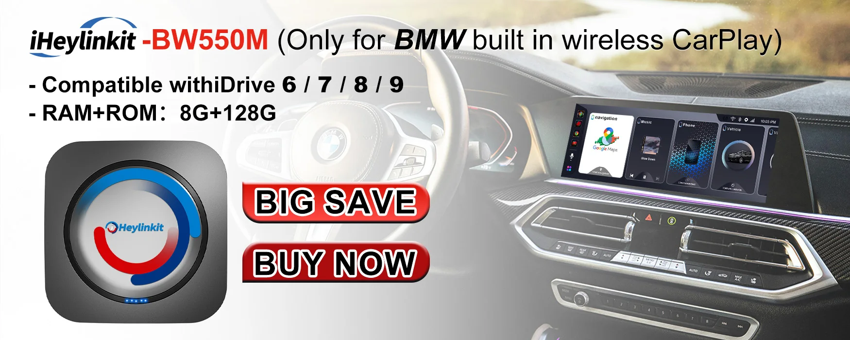 カーオーディオ iHeylinkit Carplay box 8G+128G カーオーディオ