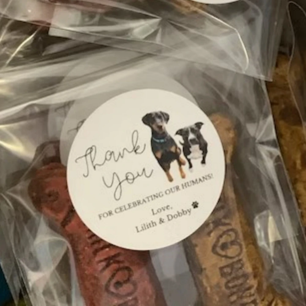 

Персонализированное изображение собаки, свадебные сувениры, сумка для собачек, спасибо за то, что отпраздновали моих людей, наклейка и угощение, 50 шт.