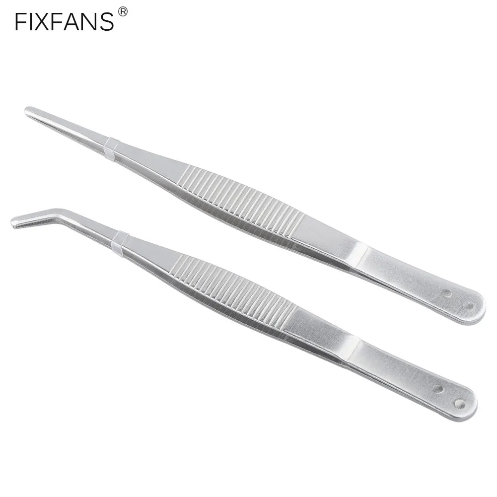 Stainless Steel Tweezers with Curved Serrated Tip Multipurpose Tweezers  Sewing Machine Tweezers Forceps Tweezers for Craft (Silver, 6 Pieces)