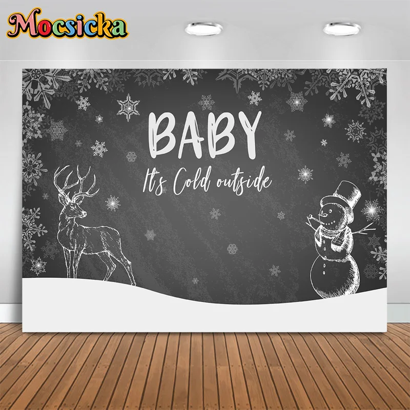 

Mocsicka Winter Photography Backgrounds Snowy Snowman Moose Backdrop New Year's Eve Birthday Party Cake Smash Kids Photo Studio