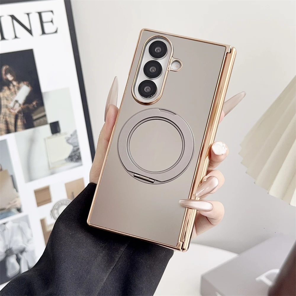 Sleek Magnetic Plating Hinge Protector Case with Rotating Holder