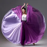 720 Degree Women Classical Modern Dance Training Skirt Elegant Ethnic Double Chiffon Performance Swing Skirt Wrap Ethereal Skirt 1