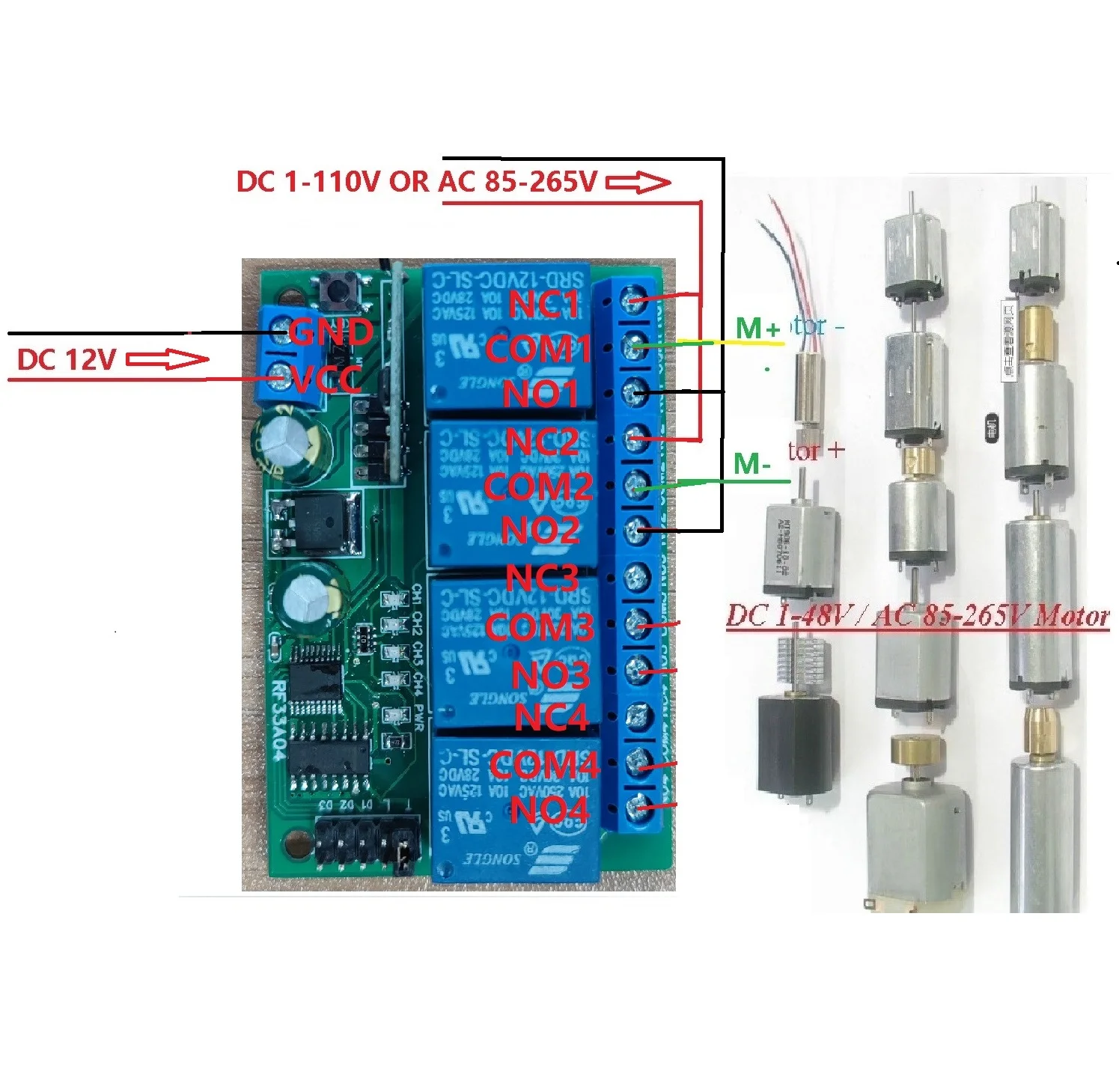 문짝 모터 차고 LED용 송신기 보드, RF33A04 RC43A04 4CH 롤링 코드 Keeloq 컨트롤러, HCS301 리모컨 Keyfob
